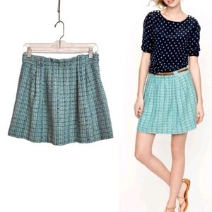 J Crew Tweed A Line Mini Skirt Aqua Blue Size 2